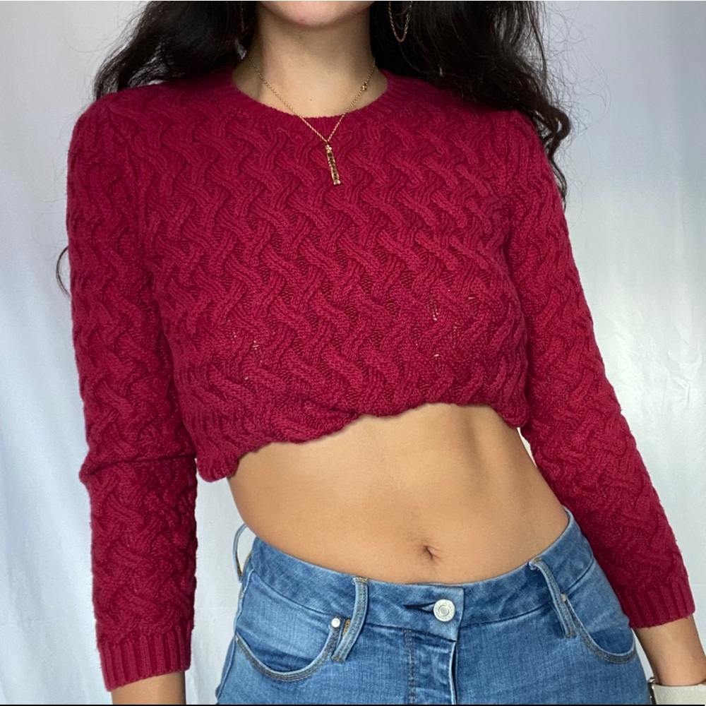 Red Crochet Sweater